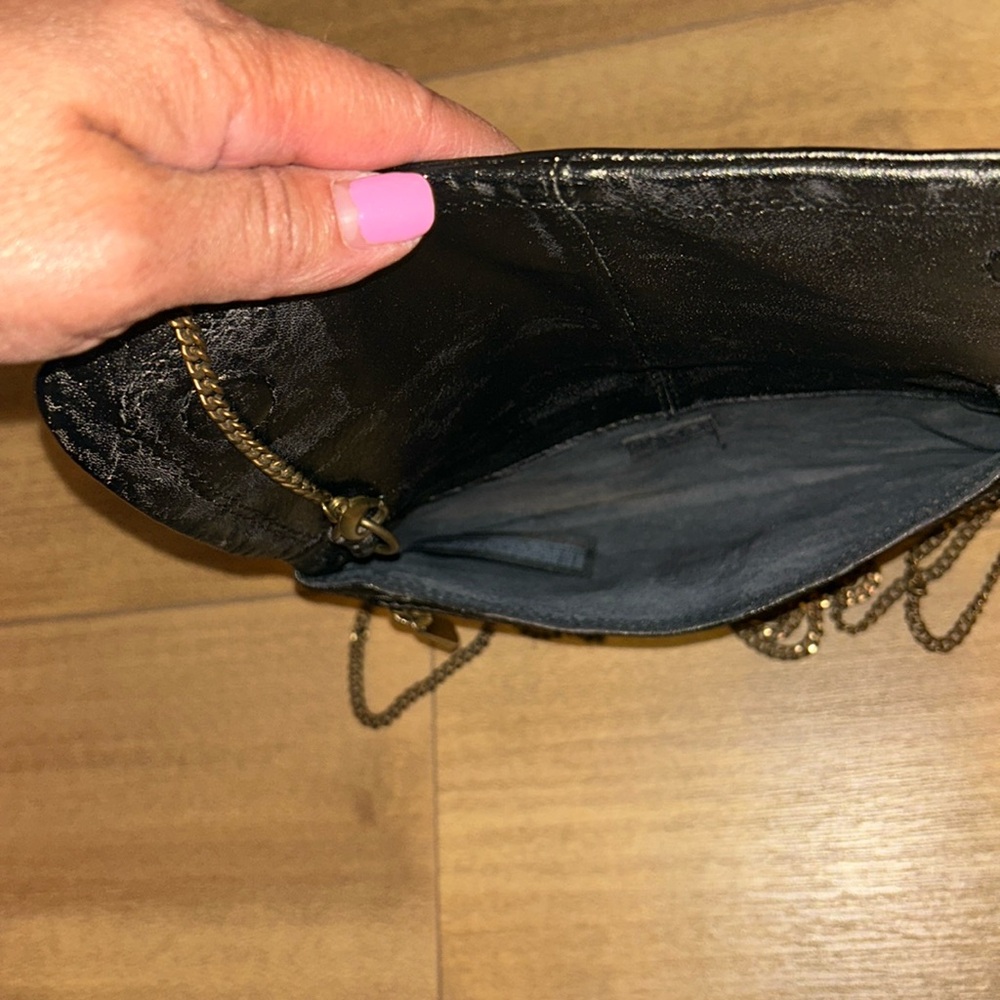 BDG Elegant Black small genuine Leather Crossbody Bag, clutch minimalist - Picture 14 of 17